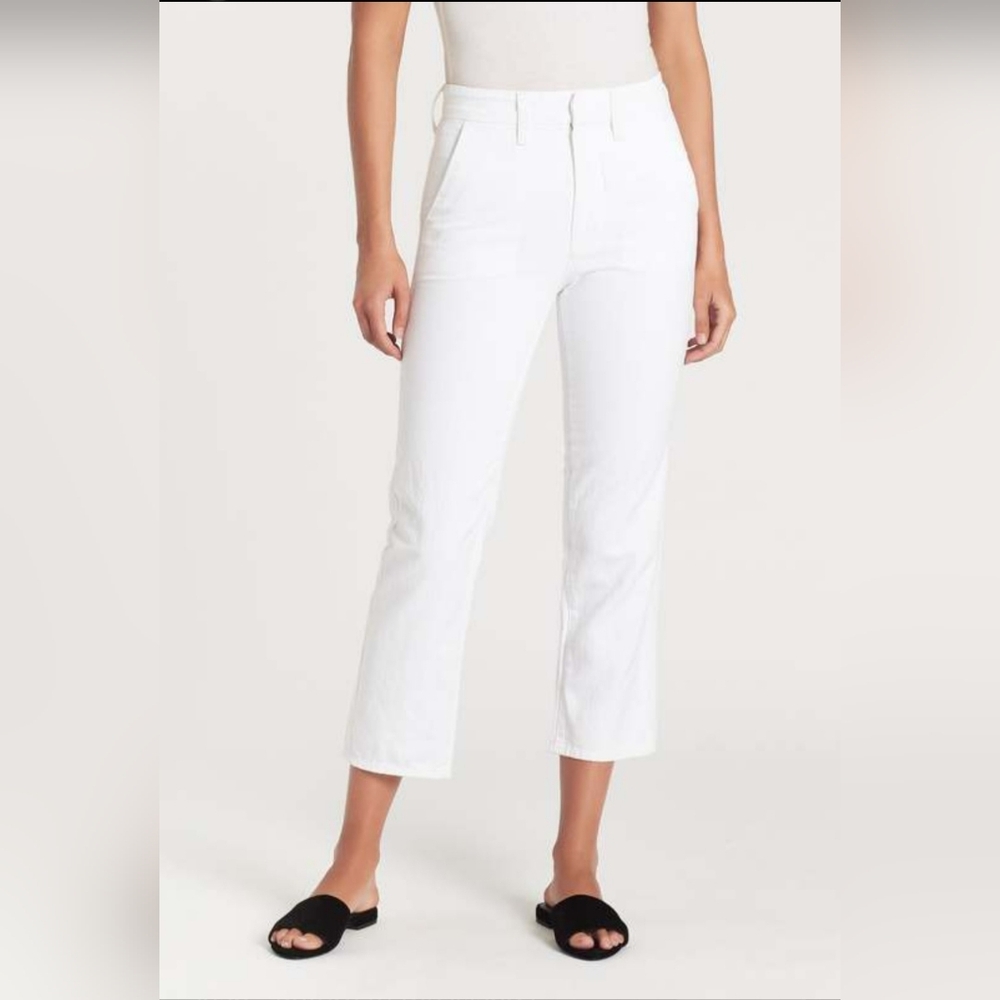 MOTHER Cropped White Jeans